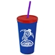 Promotional Personalized 24 oz Stadium Plastic Tumbler Cup With Straw And Lid