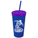Promotional Personalized 24 oz Stadium Plastic Tumbler Cup With Straw And Lid