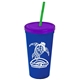 Promotional Personalized 24 oz Stadium Plastic Tumbler Cup With Straw And Lid