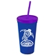 Promotional Personalized 24 oz Stadium Plastic Tumbler Cup With Straw And Lid