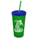 Promotional Personalized 24 oz Stadium Plastic Tumbler Cup With Straw And Lid
