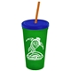 Promotional Personalized 24 oz Stadium Plastic Tumbler Cup With Straw And Lid
