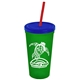 Promotional Personalized 24 oz Stadium Plastic Tumbler Cup With Straw And Lid