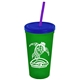 Promotional Personalized 24 oz Stadium Plastic Tumbler Cup With Straw And Lid