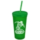 Promotional Personalized 24 oz Stadium Plastic Tumbler Cup With Straw And Lid