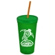 Promotional Personalized 24 oz Stadium Plastic Tumbler Cup With Straw And Lid