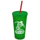 Promotional Personalized 24 oz Stadium Plastic Tumbler Cup With Straw And Lid