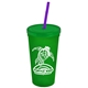 Promotional Personalized 24 oz Stadium Plastic Tumbler Cup With Straw And Lid