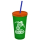 Promotional Personalized 24 oz Stadium Plastic Tumbler Cup With Straw And Lid