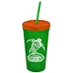 Promotional Personalized 24 oz Stadium Plastic Tumbler Cup With Straw And Lid