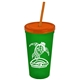 Promotional Personalized 24 oz Stadium Plastic Tumbler Cup With Straw And Lid