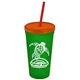 Promotional Personalized 24 oz Stadium Plastic Tumbler Cup With Straw And Lid