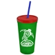 Promotional Personalized 24 oz Stadium Plastic Tumbler Cup With Straw And Lid