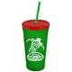 Promotional Personalized 24 oz Stadium Plastic Tumbler Cup With Straw And Lid