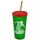 Promotional Personalized 24 oz Stadium Plastic Tumbler Cup With Straw And Lid