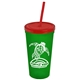 Promotional Personalized 24 oz Stadium Plastic Tumbler Cup With Straw And Lid