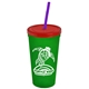 Promotional Personalized 24 oz Stadium Plastic Tumbler Cup With Straw And Lid