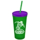 Promotional Personalized 24 oz Stadium Plastic Tumbler Cup With Straw And Lid