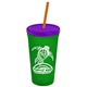 Promotional Personalized 24 oz Stadium Plastic Tumbler Cup With Straw And Lid