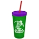 Promotional Personalized 24 oz Stadium Plastic Tumbler Cup With Straw And Lid