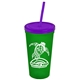 Promotional Personalized 24 oz Stadium Plastic Tumbler Cup With Straw And Lid