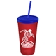 Promotional Personalized 24 oz Stadium Plastic Tumbler Cup With Straw And Lid