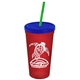 Promotional Personalized 24 oz Stadium Plastic Tumbler Cup With Straw And Lid