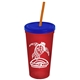 Promotional Personalized 24 oz Stadium Plastic Tumbler Cup With Straw And Lid