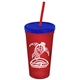 Promotional Personalized 24 oz Stadium Plastic Tumbler Cup With Straw And Lid