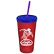 Promotional Personalized 24 oz Stadium Plastic Tumbler Cup With Straw And Lid