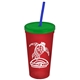 Promotional Personalized 24 oz Stadium Plastic Tumbler Cup With Straw And Lid