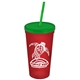 Promotional Personalized 24 oz Stadium Plastic Tumbler Cup With Straw And Lid