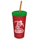 Promotional Personalized 24 oz Stadium Plastic Tumbler Cup With Straw And Lid