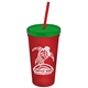 Promotional Personalized 24 oz Stadium Plastic Tumbler Cup With Straw And Lid