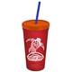 Promotional Personalized 24 oz Stadium Plastic Tumbler Cup With Straw And Lid