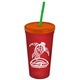 Promotional Personalized 24 oz Stadium Plastic Tumbler Cup With Straw And Lid