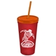 Promotional Personalized 24 oz Stadium Plastic Tumbler Cup With Straw And Lid