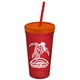 Promotional Personalized 24 oz Stadium Plastic Tumbler Cup With Straw And Lid