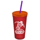 Promotional Personalized 24 oz Stadium Plastic Tumbler Cup With Straw And Lid