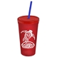 Promotional Personalized 24 oz Stadium Plastic Tumbler Cup With Straw And Lid