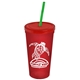 Promotional Personalized 24 oz Stadium Plastic Tumbler Cup With Straw And Lid