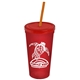 Promotional Personalized 24 oz Stadium Plastic Tumbler Cup With Straw And Lid