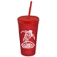 Promotional Personalized 24 oz Stadium Plastic Tumbler Cup With Straw And Lid