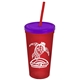 Promotional Personalized 24 oz Stadium Plastic Tumbler Cup With Straw And Lid