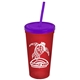 Promotional Personalized 24 oz Stadium Plastic Tumbler Cup With Straw And Lid