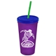 Promotional Personalized 24 oz Stadium Plastic Tumbler Cup With Straw And Lid