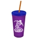 Promotional Personalized 24 oz Stadium Plastic Tumbler Cup With Straw And Lid