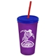 Promotional Personalized 24 oz Stadium Plastic Tumbler Cup With Straw And Lid