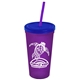Promotional Personalized 24 oz Stadium Plastic Tumbler Cup With Straw And Lid