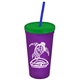 Promotional Personalized 24 oz Stadium Plastic Tumbler Cup With Straw And Lid